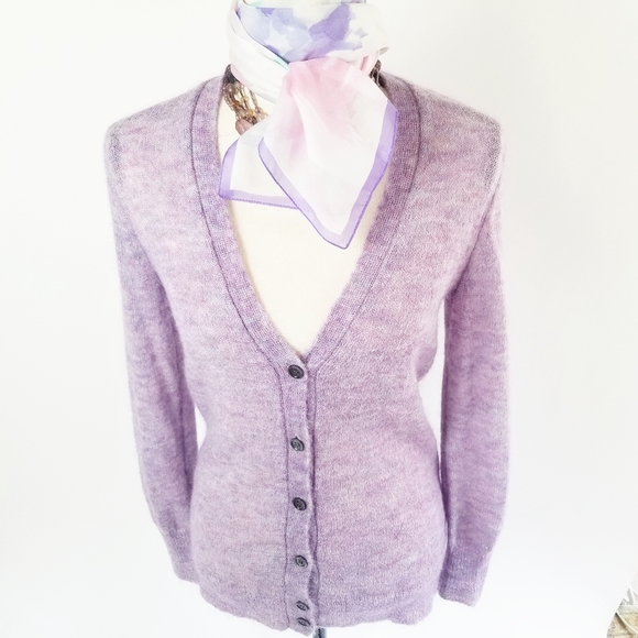 J.Crew Lilac Mohair Blend V Neck Cardigan XS EUC - Picture 3 of 13